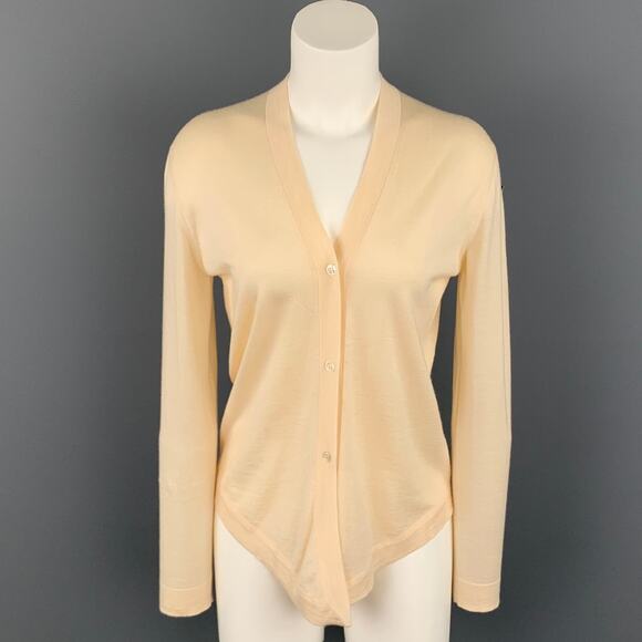 VINTAGE Size M Cream Knitted Cashmere / Silk Asymmetrical Cardigan - Picture 1 of 1